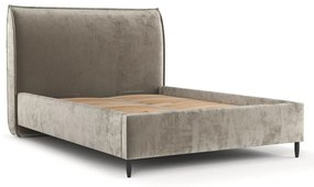 Beżowe tapicerowane łóżko dwuosobowe ze schowkiem i stelażem 140x200 cm Shell – Maison de Rêve