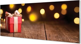 Panel szklany do Kuchni Prezent na Rustykalnym Drewnie