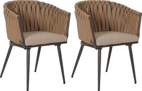 Krzesło ogrodowe MCW-N38 (zestaw 2 sztuk),  beżowa poduszka jasnobrązowa