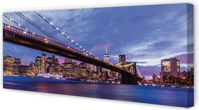 Duży obraz na płótnie Wieżowce i Most o Zachodzie