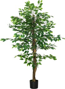 HOMCOM Sztuczny Ficus w Doniczce, Naturalny Wygląd, 150 cm Wysokości, Zielony