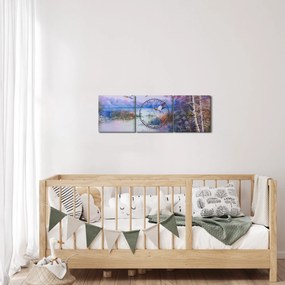 Obraz - Idzie jesień, obraz olejny (z zegarem) (90x30 cm)