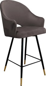 Hoker Velvet krzesło barowe tkanina Welur podstawa metalowa : Kolor nogi - Czano-złota stożek, Kolor tkaniny - VELVET - MG05, Typ siedziska - Siedzisko stałe