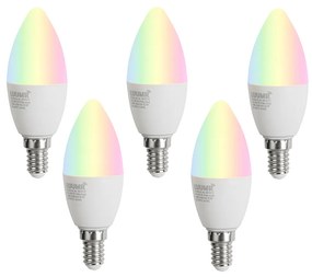 Zestaw 5 E14 Ściemnialne żarówki LED C37 Opal 4,9W 470lm 2700-6500K