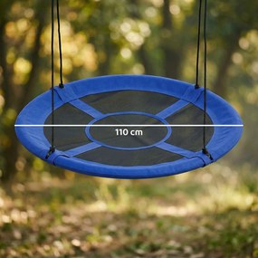 Outsunny Huśtawka wieszakowa niebieska odporna na warunki atmosferyczne do 100 kg z regulowanymi sznurami | Aosom PL