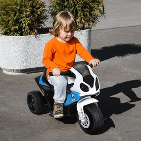 HOMCOM Elektryczny motocykl dla dzieci BMW S1000RR 6V z reflektorem i muzyką 2,5 km/h dla dzieci 18–36 miesięcy Niebieski | Aosom PL