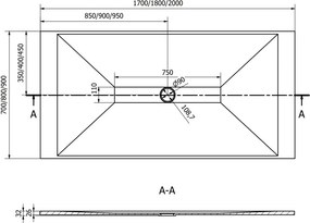 Mexen Toro brodzik prostokątny SMC 200 x 80 cm, biały, maskownica biała - 43108020-W