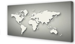 Obraz na płótnie Biała Mapa na Szarym Tle
