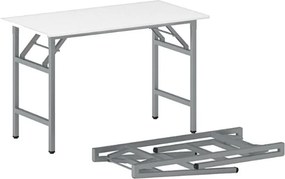 Stół konferencyjny FAST READY, 120x60 cm, szaro-srebrna podstawa, biały