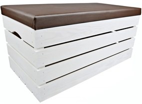 Pufa kufer skrzynia drewniana sosnowa siedzisko 80cm malowana biała