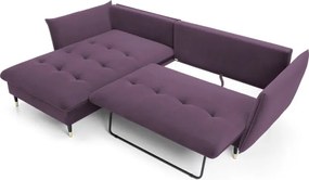 Narożnik GLAM Lewostronny z funkcją spania, zestaw z poduszkami wolnostojący tkanina RIVIERA 69 Fioletowy DOMO HOME