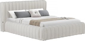 Podwójne łóżko tapicerowane z pojemnikiem "Tignes" - 140 x 190 cm - Beżowy, Nowoczesny i Praktyczny