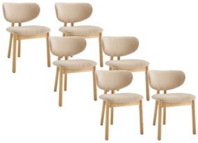 Zestaw 6 krzeseł z tkaniny i drewna kauczukowca - Beżowy - FALDRA