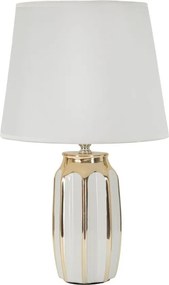 Ceramiczna lampa stołowa w biało-złotym kolorze z tekstylnym kloszem (wysokość 40,5 cm) Cassy – Mauro Ferretti