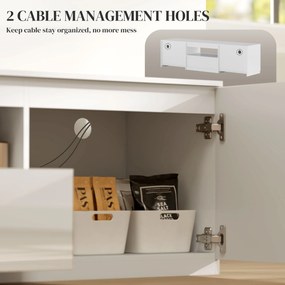 HOMCOM Szafka RTV biały połysk na telewizory do 65 cali z szufladą i 3 przegrodami 160x38x43 cm | Aosom PL