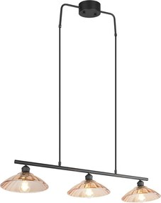 Czarno-bursztynowa metalowa lampa wisząca ze szklanym kloszem Eluna – Reality