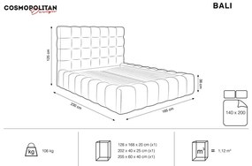 Jasnoszare tapicerowane łóżko dwuosobowe ze schowkiem i stelażem 140x200 cm Bali – Cosmopolitan Design