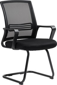 HOMCOM Ergonomiczny fotel, tkanina siatkowa, pianka, metalowe nogi, podstawa na płozach, czarny