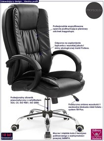 Czarny ergonomiczny biurowy fotel obrotowy - Loko