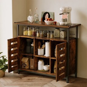 Kredens szafka boczna z otwartymi półkami komoda brązowa kuchnia retro loft