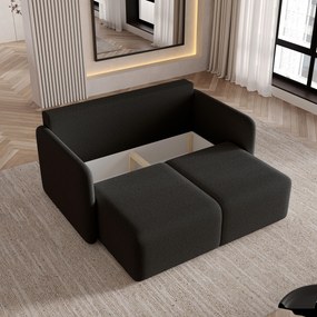 Masseno Sofa SUVI II z funkcją spania i pojemnikiem na pościel, Rozkładana sofa - Czarny, QUELLE 100