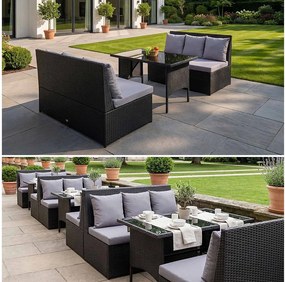 Zestaw MCW-G16 (3 części),  czarny, poduszki jasnoszare