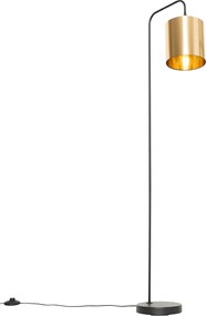 Nowoczesna lampa podłogowa czarna ze złotem - Lofty