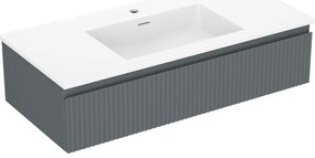Mexen Rivel szafka łazienkowa 100 cm z umywalką Otis, 1 szuflada, ryflowana , grafit mat/biała mat - 91A20-10023-1-BF66-W18M01