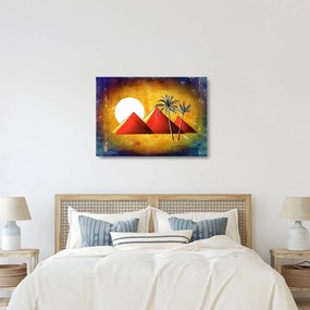 Obraz na szkle malowanych egipskich piramid (70x50 cm)