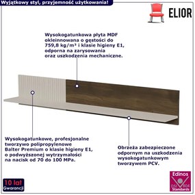 Nowoczesna półka wisząca z lamelami orzech + kaszmir - Frezi 4X