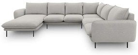 Jasnoszara sofa w kształcie litery U Cosmopolitan Design Vienna, prawostronna