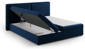 Ciemnoniebieskie łóżko boxspring ze schowkiem 160x200 cm Arendal – Cosmopolitan Design