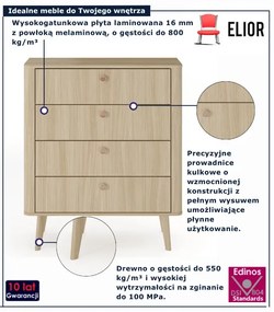 Komoda z 4 szufladami na nóżkach dąb barista R5-H73
