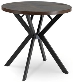 Stół Okrągły Rozkładany DORIAN 80-160 cm Orzech/Czarny Nowoczesny Loft