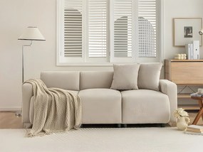 Sofa 3-osobowa z tkaniny w sztruksie z 2 poduszkami - spanie 211 cm - Beżowy