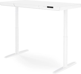 Biurko elektryczne sit-stand z szufladą i ładowarką bezprzewodową Qi białe, 1400 mm: ELLIS
