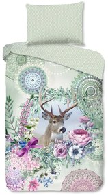Zielona flanelowa pościel jednoosobowa 140x200 cm Romini – HIP