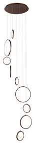 Designerska lampa wisząca ciemny brąz 9-punktowa z LED z 3-stopniowym ściemnianiem - Vide Anella