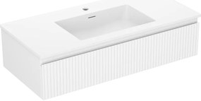 Mexen Rivel szafka łazienkowa 100 cm z umywalką Otis, 1 szuflada, ryflowana , biała mat - 91A20-10023-1-BF01-W18M01