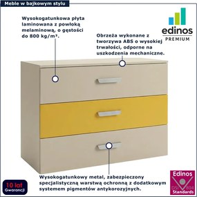 Młodzieżowa komoda z 3 szufladami kaszmir + żółty S9-T86