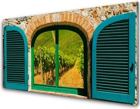 Szkło nad Blatem Widok Przez Okno Na Pola