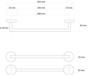 Sapho XR404GB X-Round Gold uchwyt na ręcznik 60 x 6,5 cm, złoty