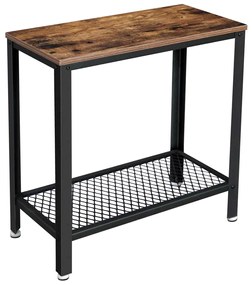 Stolik pomocniczy z półką TAYLOR 60x30 cm, rustykalny brązowy