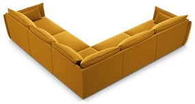 Musztardowy aksamitny narożnik Vanda – Mazzini Sofas