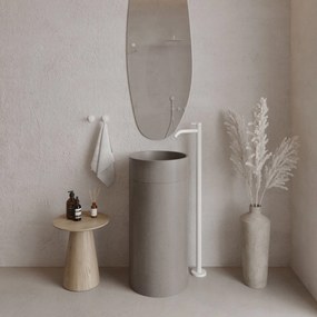 Umywalka betonowa wolostojąca bez otworu na baterię DELIS | Różne kolory : Kolor - Cappuccino, Podłączenie syfonu - Do ściany