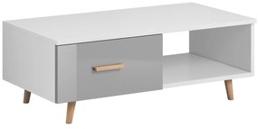 Ława Prostokątna z Szufladami SWEDEN 110 cm Biały Mat/Szary połysk do Salonu Skandynawska