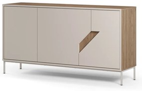 Kremowo-naturalna komoda w dekorze dębu 150x80x40 cm Lilou – Marckeric