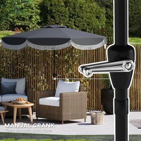 Outsunny Parasol Ogrodowy Ø269 cm, Ochrona UV Parasol Ośmiokątny na Balkon, Ochrona Przed Słońcem dla Ogrodu, Ciemnoszary