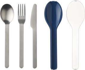 3-częściowy zestaw sztućców podróżnych w niebieskim etui Mepal Ellipse