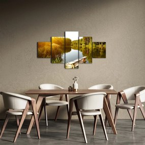 Obraz - Jezioro w pobliżu lasu (125x70 cm)